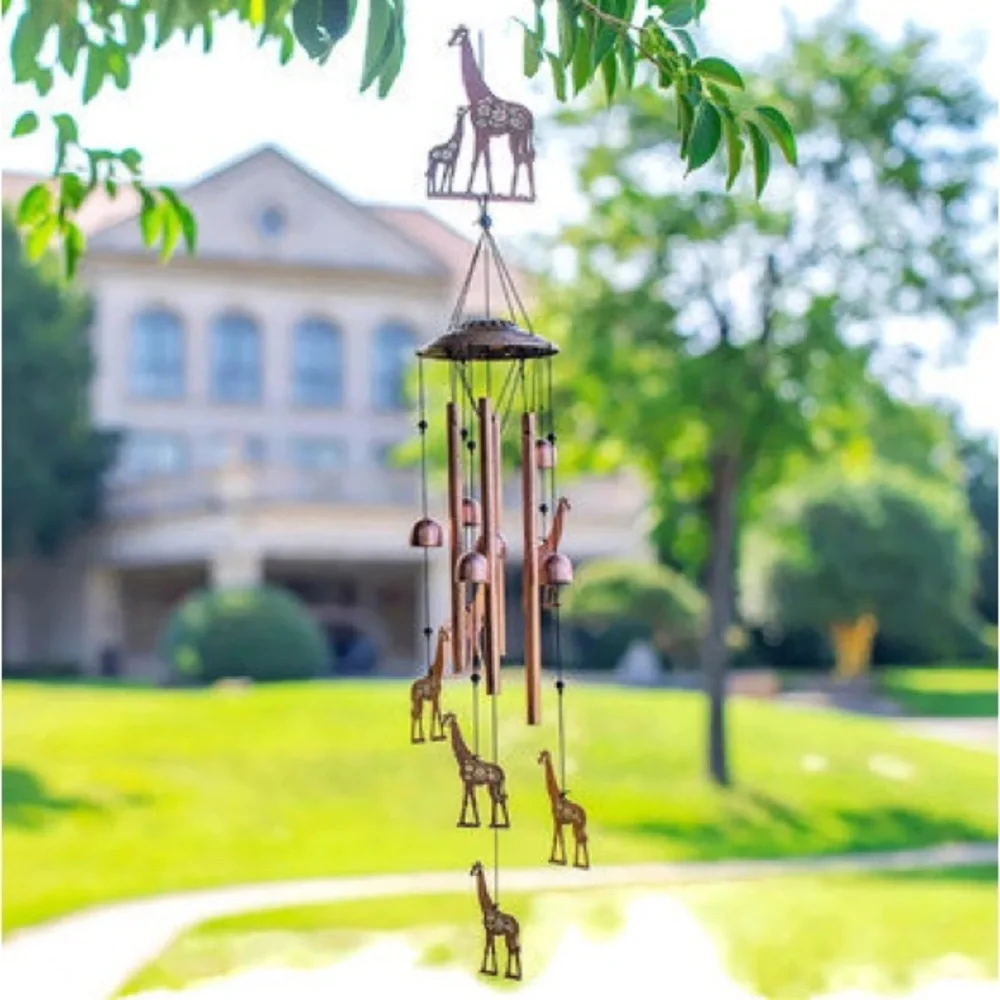 Etzen Giraffe Metal Wind Chimes featuring a Giraffe Motif theme in bronze toned